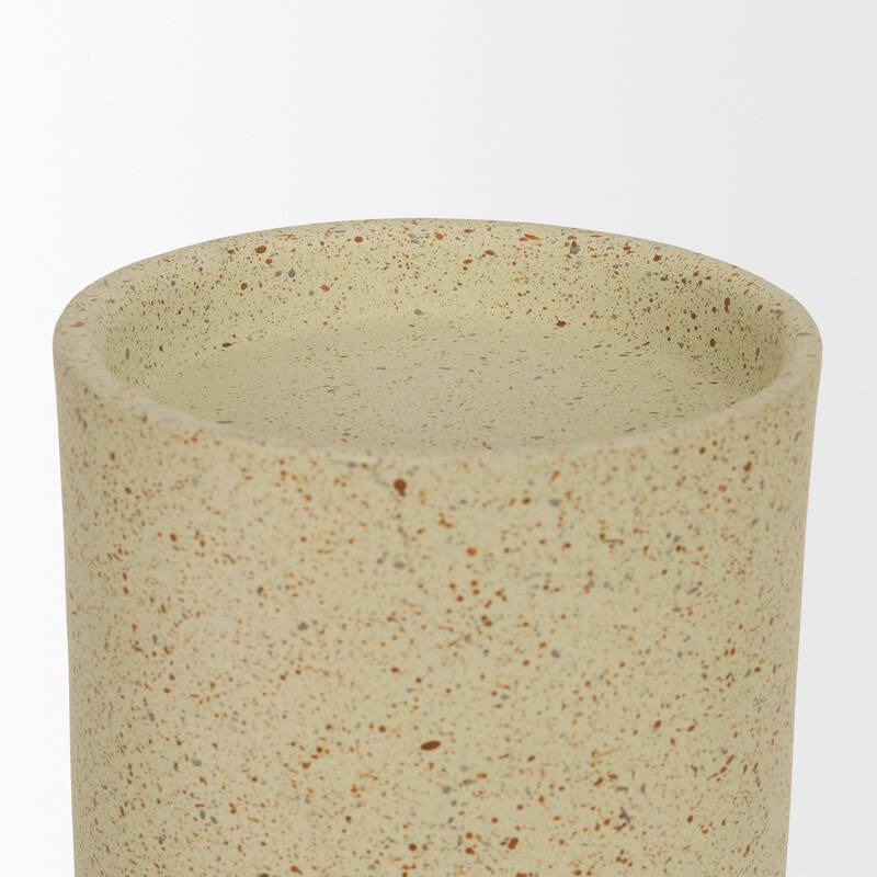 Akira Large Textured Beige Metal Pillar Candle Holder