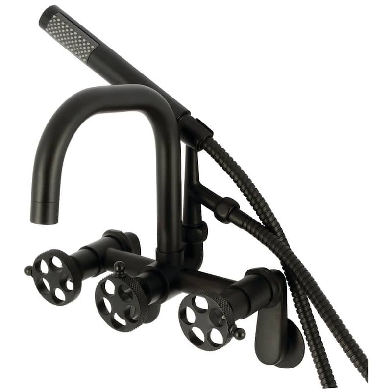 Kingston Brass AE845.RKX Webb Wall Mounted Tub Filler with Built-In - Matte Black