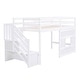 preview thumbnail 1 of 26, Twin Size Wood Loft Bed with Storage Staircase and Window,Sweden Style White