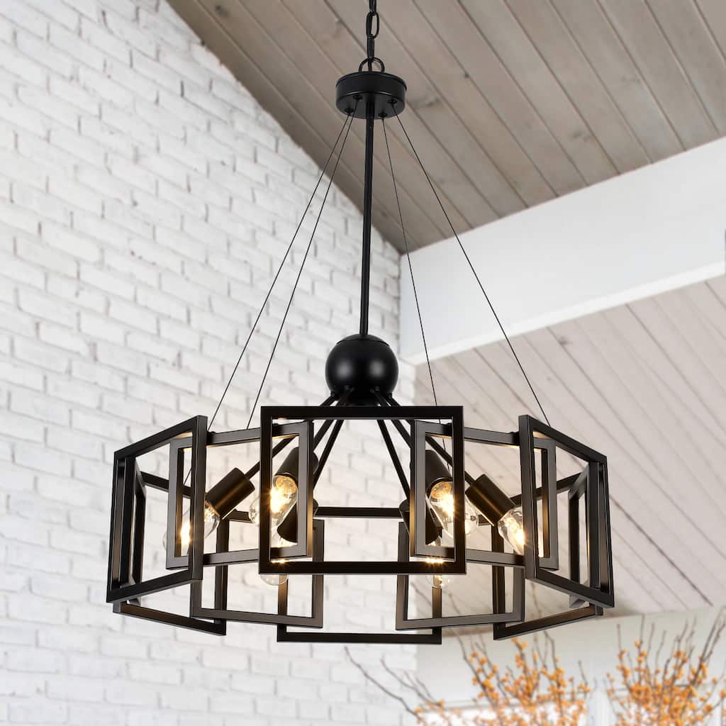 6-Light Rustic Geometric Chandelier for Kitchen Island with no bulbs included
