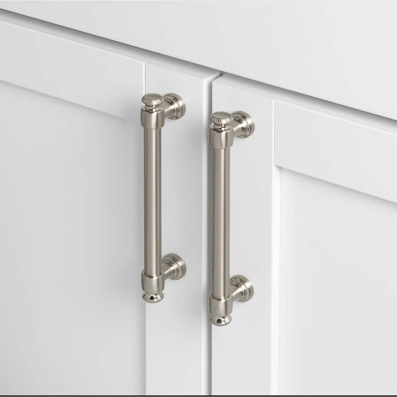 GlideRite 5-inch CC Satin Nickel Modern Solid Steel European Cabinet Bar Pulls (Pack of 10 or 25)