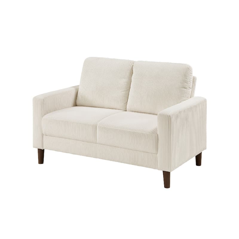 Cey Loveseat, Beige Corduroy Upholstery, Modern Style Brown Legs, 55 Inch