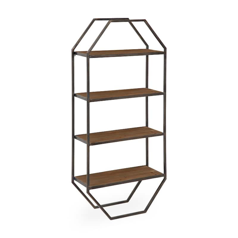 Kate and Laurel Adela Rustic Wood and Metal Wall Shelf