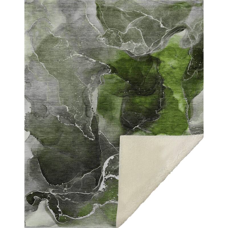 Premium Machine Washable Abstract Contemporary Sherpa Throw Blanket