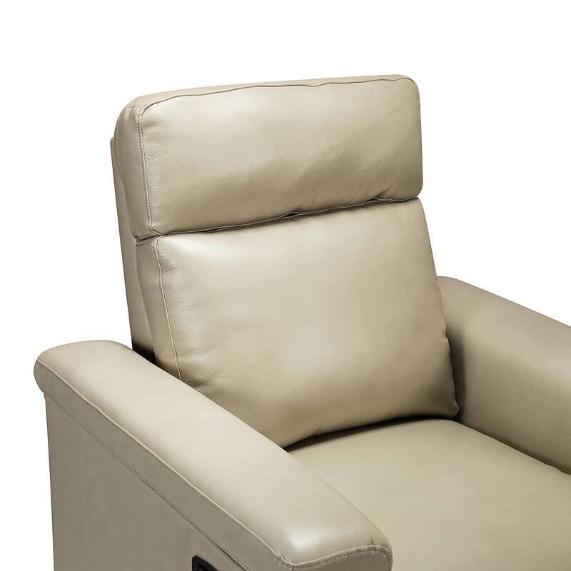 Alicia 34.65" Wide Contemporary Classic Genuine Leather Power Recliner With USB Port