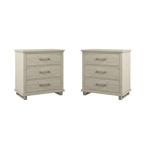3-Drawer Nightstand with Elevated Metal Legs, Set of 2
