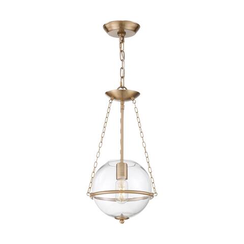 Odyssey 1-Light Mini Pendant Fixture Vintage Brass Finish with Clear Glass - N/A