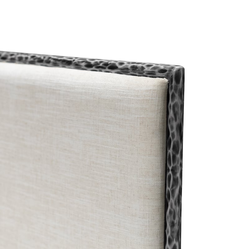 247 Shop At Home Lalia Modern 2-Piece Upholstered Hammered Metal Panel Bedroom Set with Nightstand