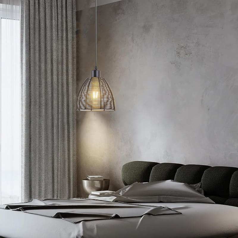 2 Pack hanging lights black battery powered metal pendant lights