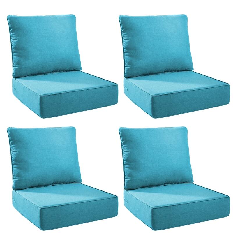 Pocassy 24"x24"x6" Thick Cushions Indoor/Outdoor Deep Seat Cushion - Light Blue - 4 Set Cushion