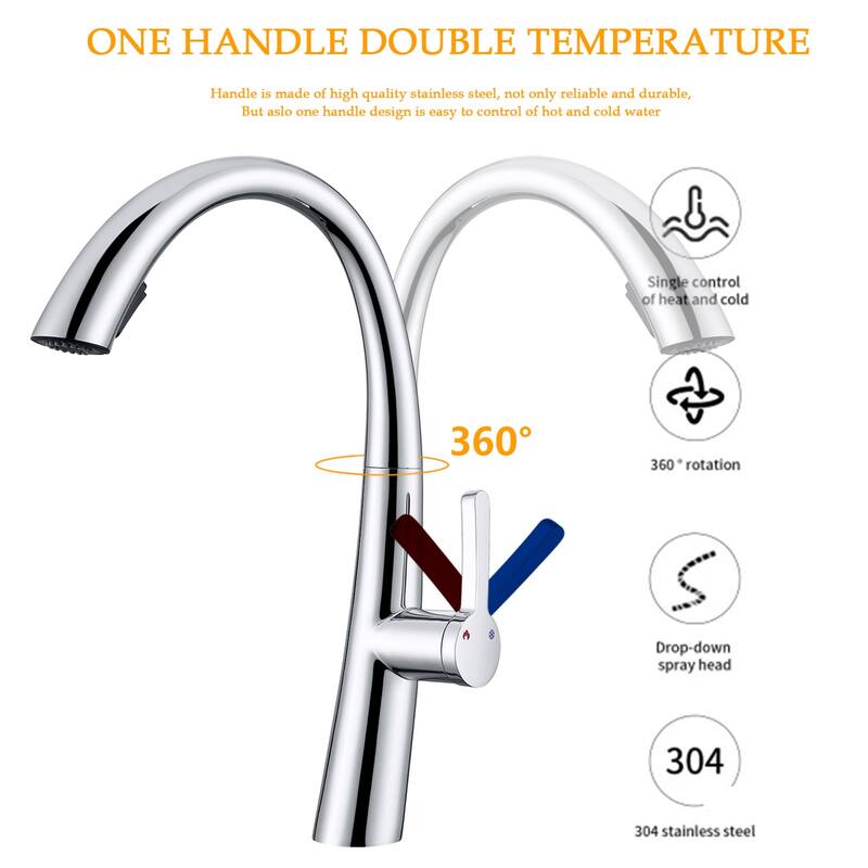 Stainless steel pull-out kitchen faucet