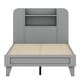 preview thumbnail 3 of 7, Grey Platform Bed, Bookshelf Headboard, Space-Saving Design, Sturdy Construction