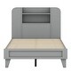 preview thumbnail 21 of 34, Twin/Full Size Platform Bed with Storage Headboard, White/Gray Finish, Durable Particle Board Construction, for teenagers.