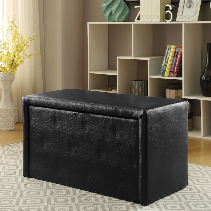 Cole Contemporary Faux Leather 4-Piece Nesting Bench and Ottoman Set by Furniture of America