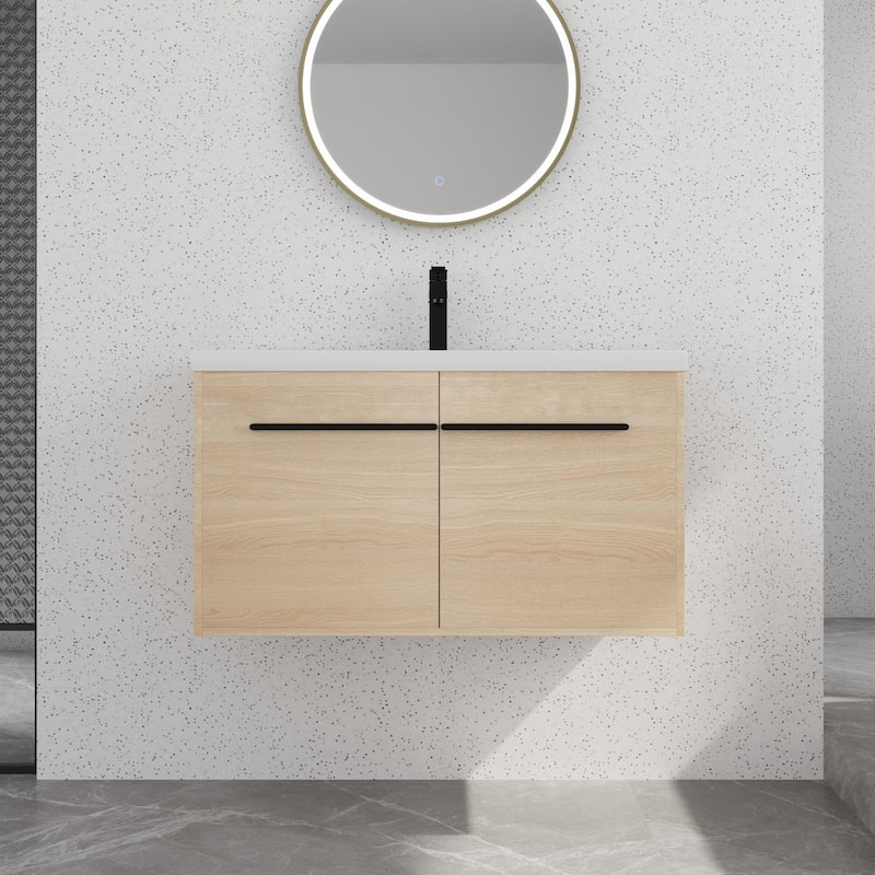 Bathroom Vanity With Sink In 16/20/24/30/36 Inch, Floating Bathroom Vanity With Soft Close Door