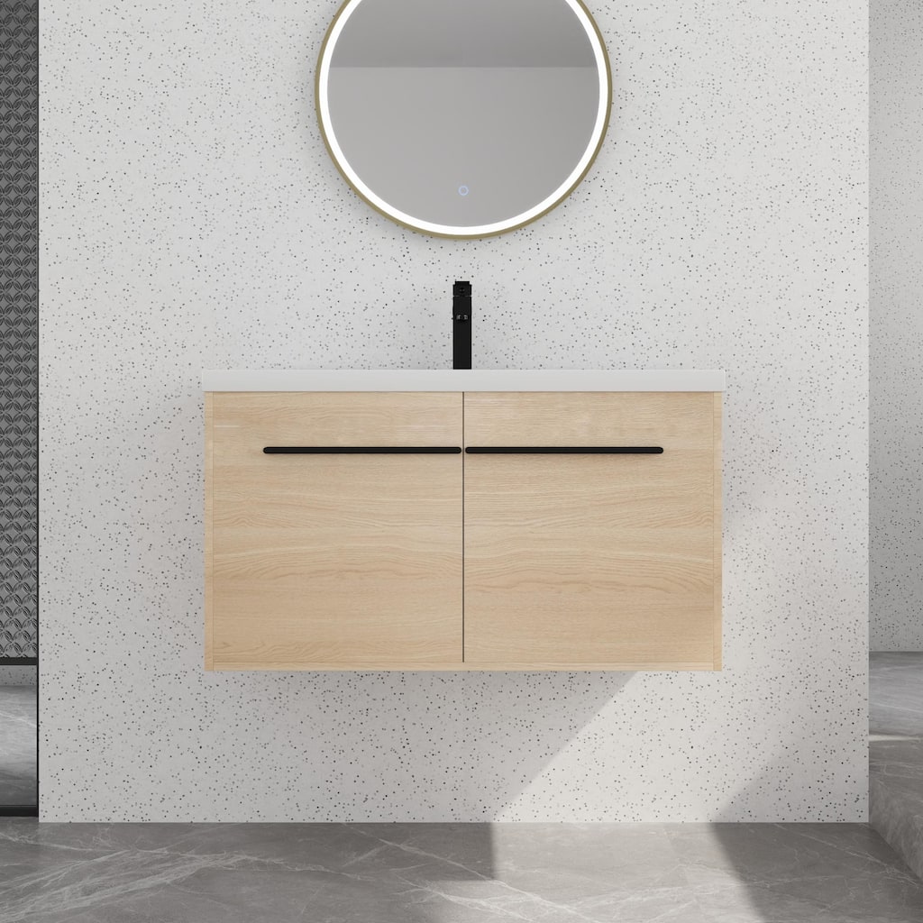 Bathroom Vanity With Sink In 16/20/24/30/36 Inch, Floating Bathroom Vanity With Soft Close Door