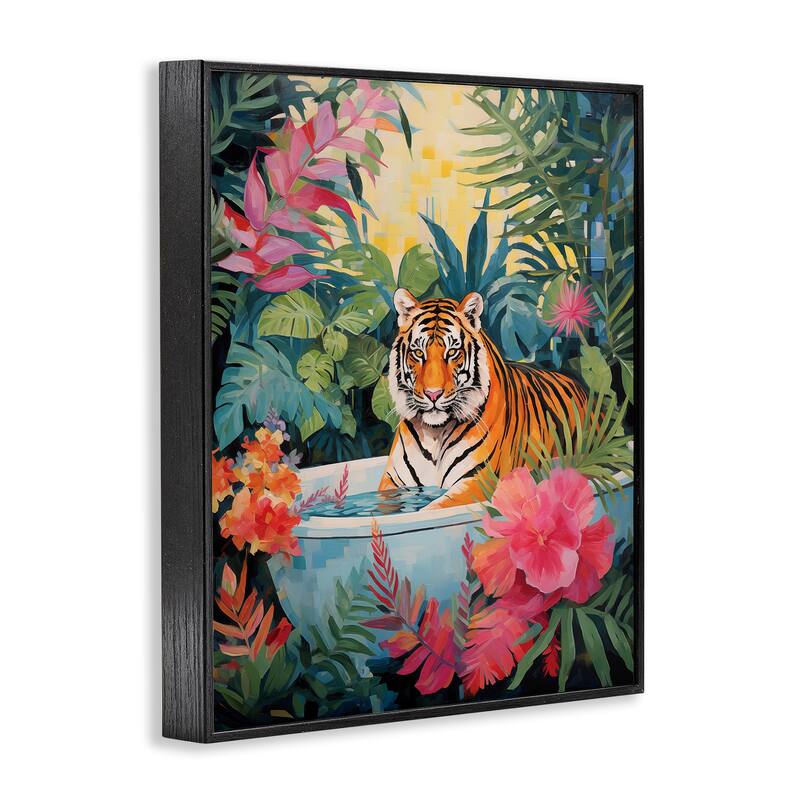 Stupell Tiger in Luxurious Bath Framed Giclee Art Design By Heidi Kuntz