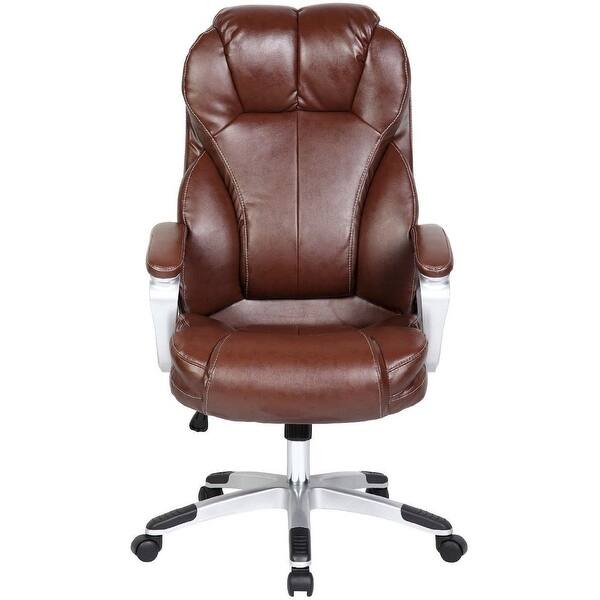 2xhome Brown Leather Ergonomic High Back Executive Office Chair Desk Boss Manager Tilt Work Professional Overstock 14039725