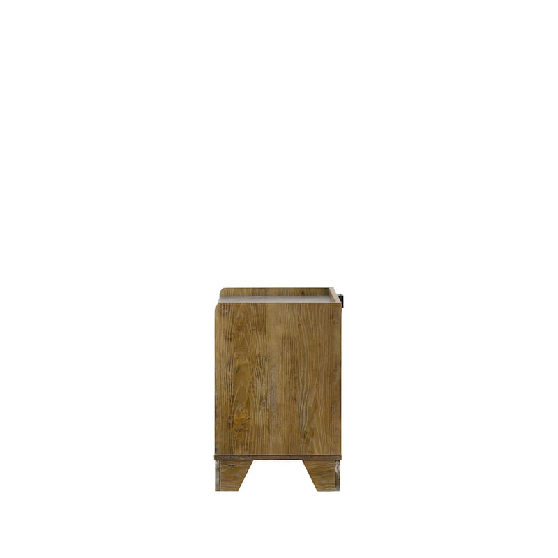 Light Aspen Brown Nightstand with LED Light and USB Port