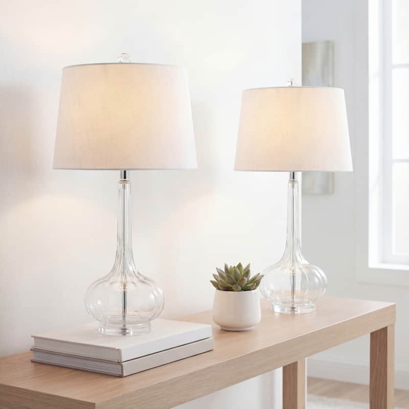 Diamante 28.5" Glass Teardrop LED Table Lamp, Pink (Set of 2) by JONATHAN Y