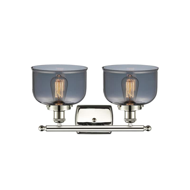 Innovations Lighting 916-2W-13-18 Bell Vanity Bell 2 Light 18" Wide - Polished Nickel / Plated Smoke