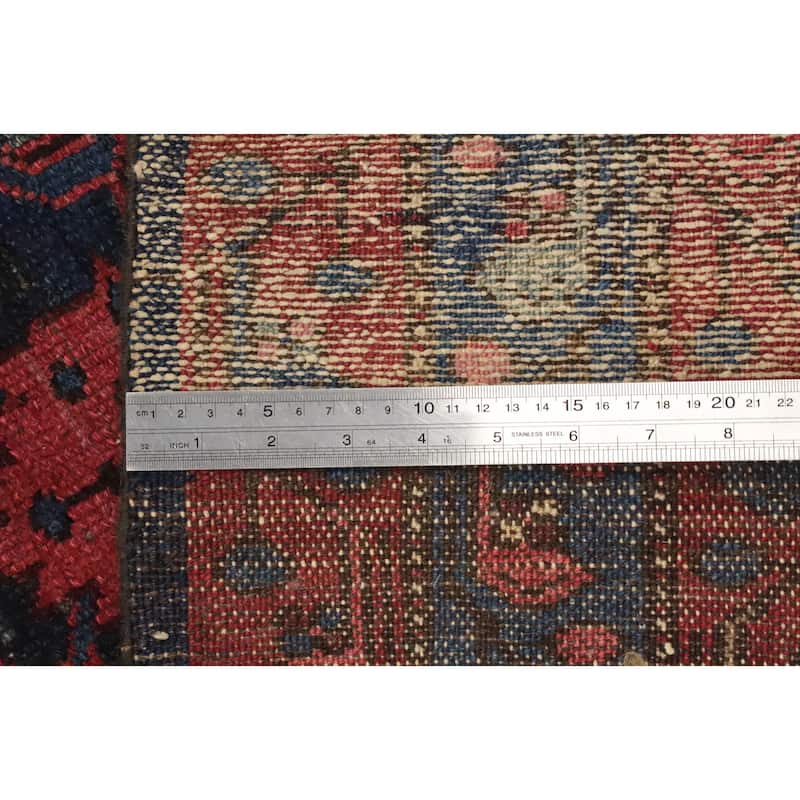 Hand Knotted Oriental 100% Wool Carpet Traditional Floral Navy Blue & Blues Malayer Runner Rug - 16' 3'' X 3' 8''