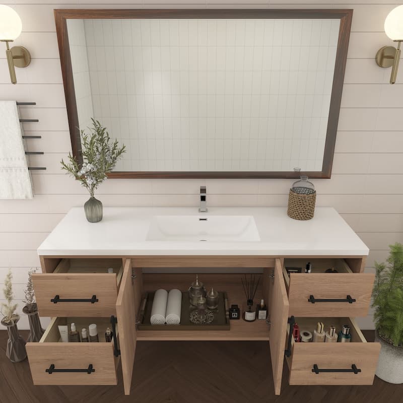 Victoria 60'' Wall-mounted Vanity with Single Reinforced Acrylic Sink - 59.5