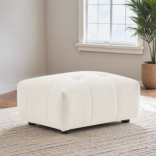Konset Stylish Bouclé Ottoman with Biscuit Tufting & Soft Curves
