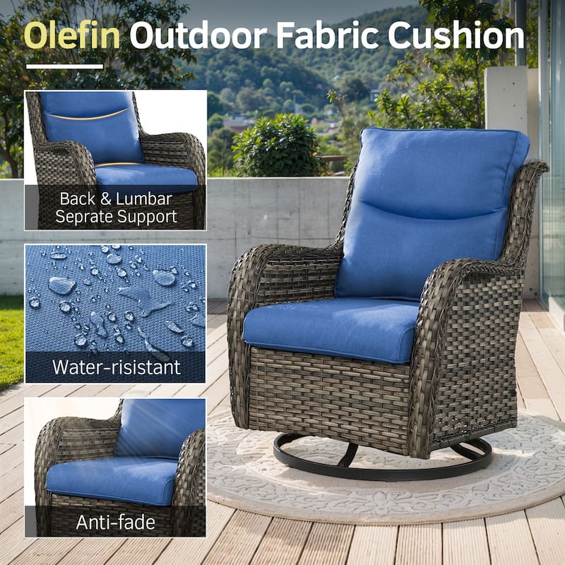 Outdoor Swivel Rocker Patio Wicker Chair with Thick Cushions