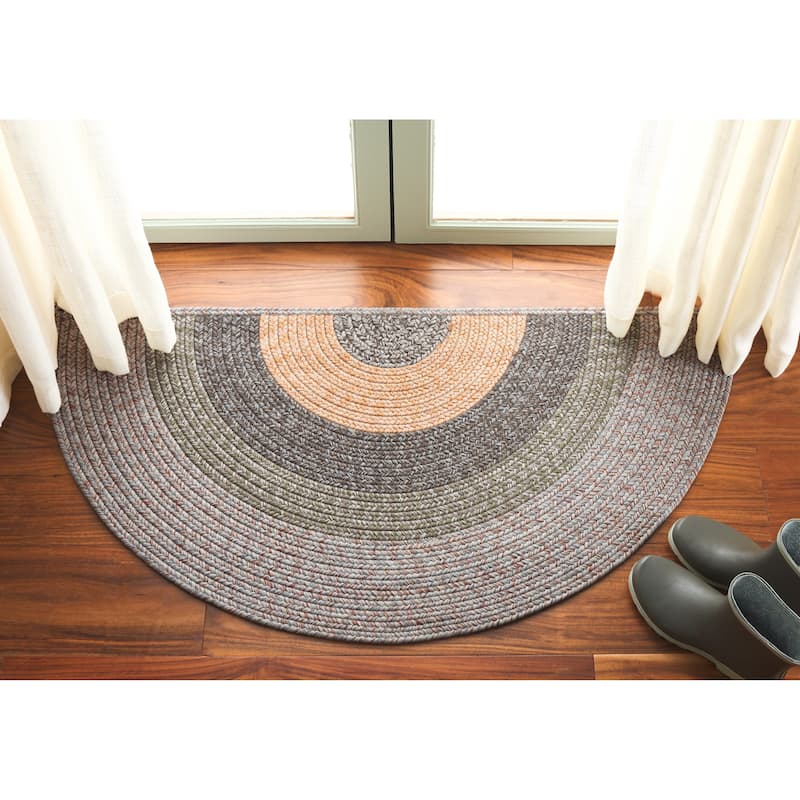 SAFAVIEH Handmade Braided Ecenur Indoor/Outdoor Machine Washable Rug - 2' x 4' Half-Moon - Grey/Green