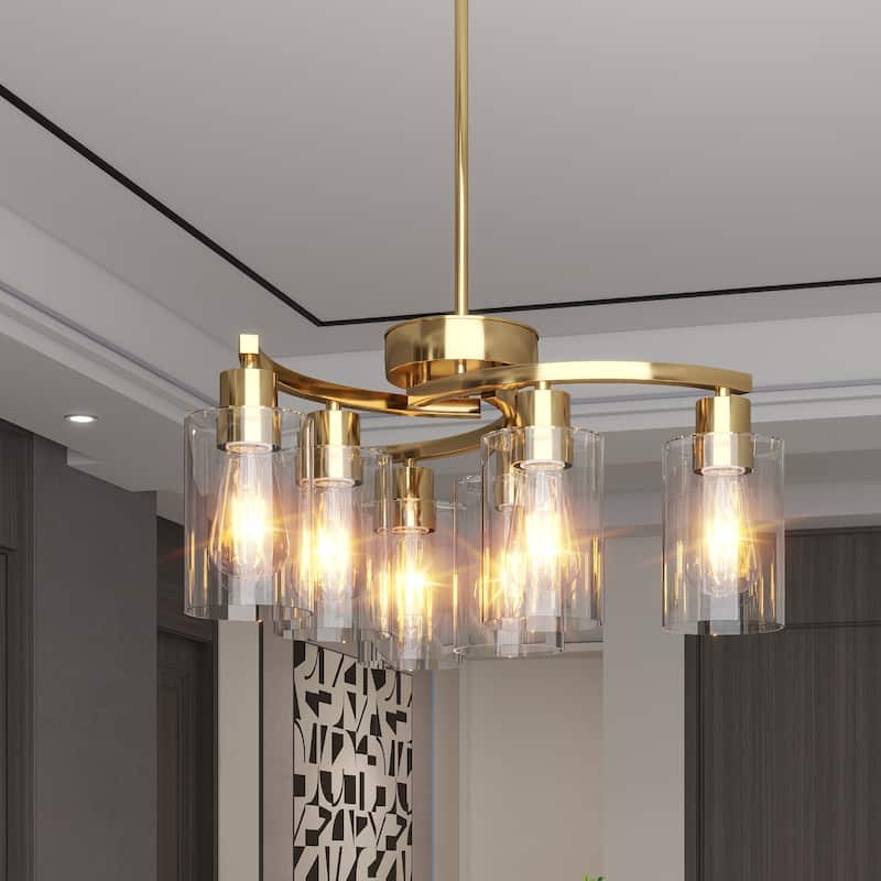 6-Light Chandeliers for Dining Room, Modern Kitchen Island Light Fixtures Over Table, Metal Hanging Pendant Lighting