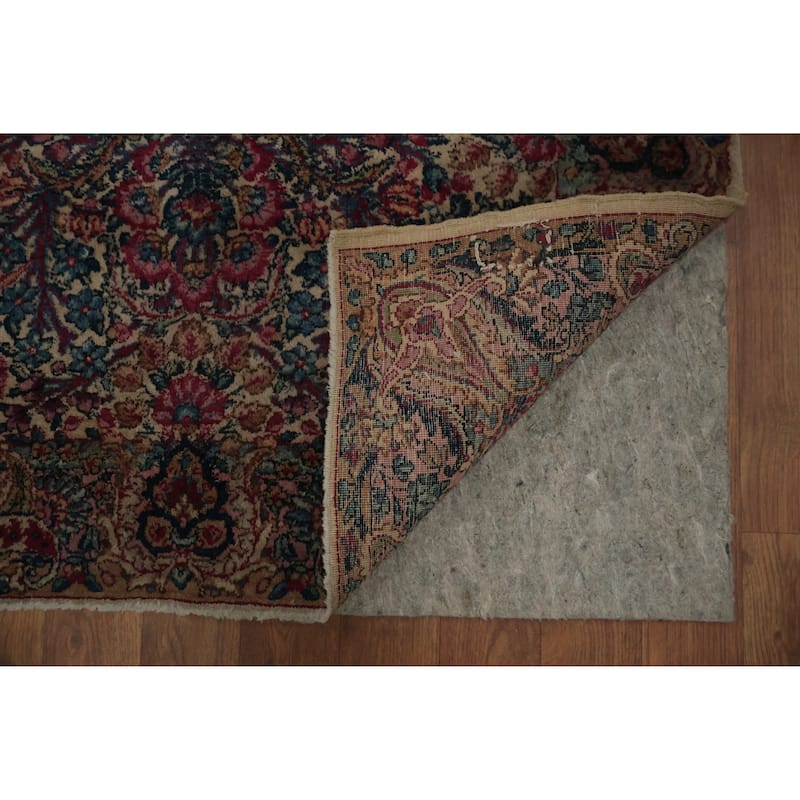 Hand Knotted Oriental 100% Wool Carpet Traditional All-Over Beige & Ivories Kerman Area Rug - 4' 9'' X 3' 0''