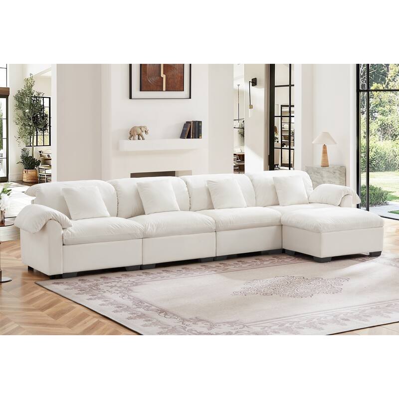 Velvet Fabric Modular Cloud Couch with Storage Seat,Free Combination