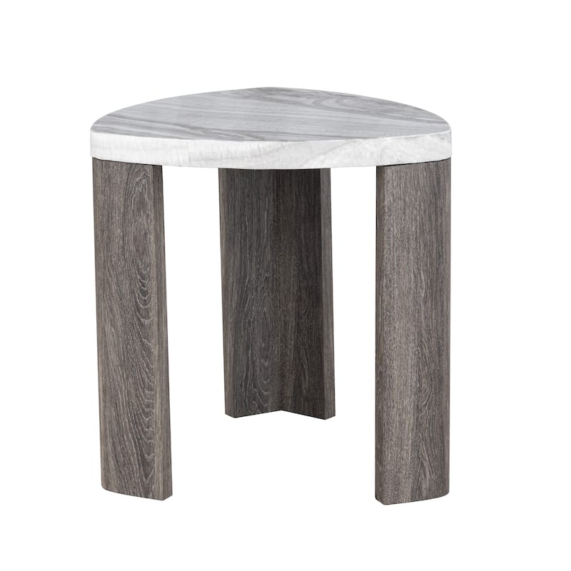 Furniture of America Elric Modern Grey and Brown Wooden Triangular End Table