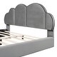 preview thumbnail 9 of 13, Queen Size Upholstered Platform Bed with Padded Cloud Style Headboard, Soft Fabric Frame with Slats