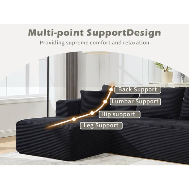 Roomfitters Modular Sectional Sofa L-Shape Cloud Couch with Oversized Left Facing Chaise, Memory Foam 2-Seat Sofa