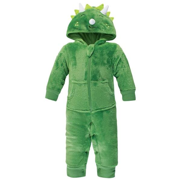 slide 1 of 1, Hudson Baby Infant Boy Plush Jumpsuits, Dinosaur 0-3 Months - Dinosaur