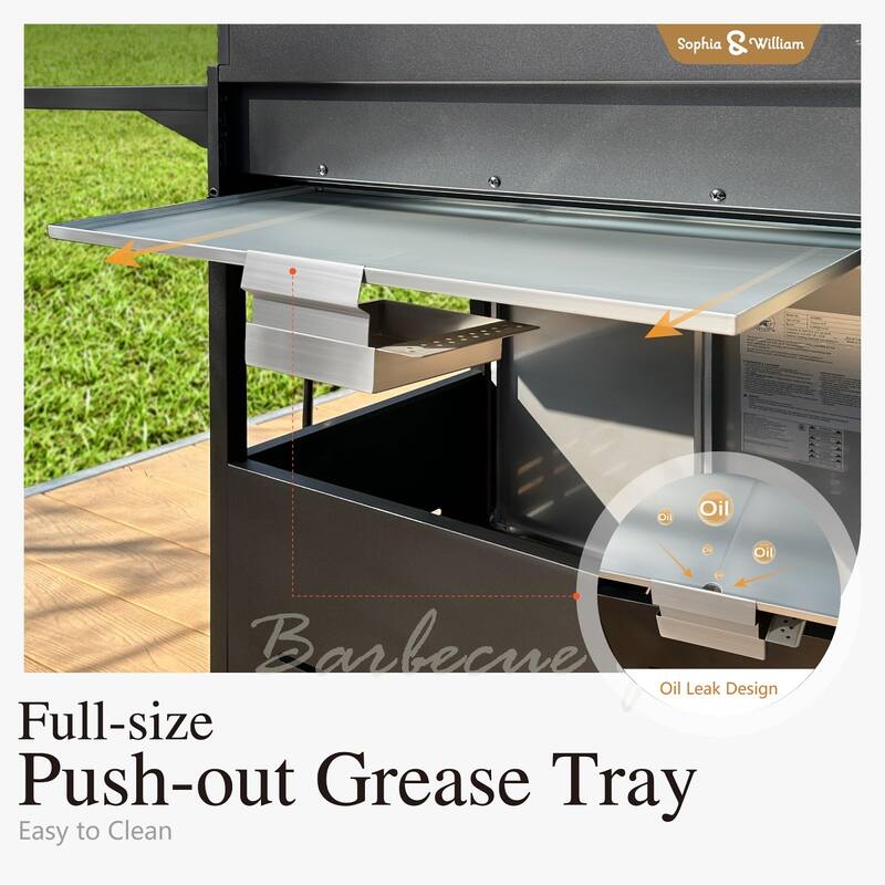 4Burner Gas BBQ Grill with Side Burner and PorcelainEnameled Cast