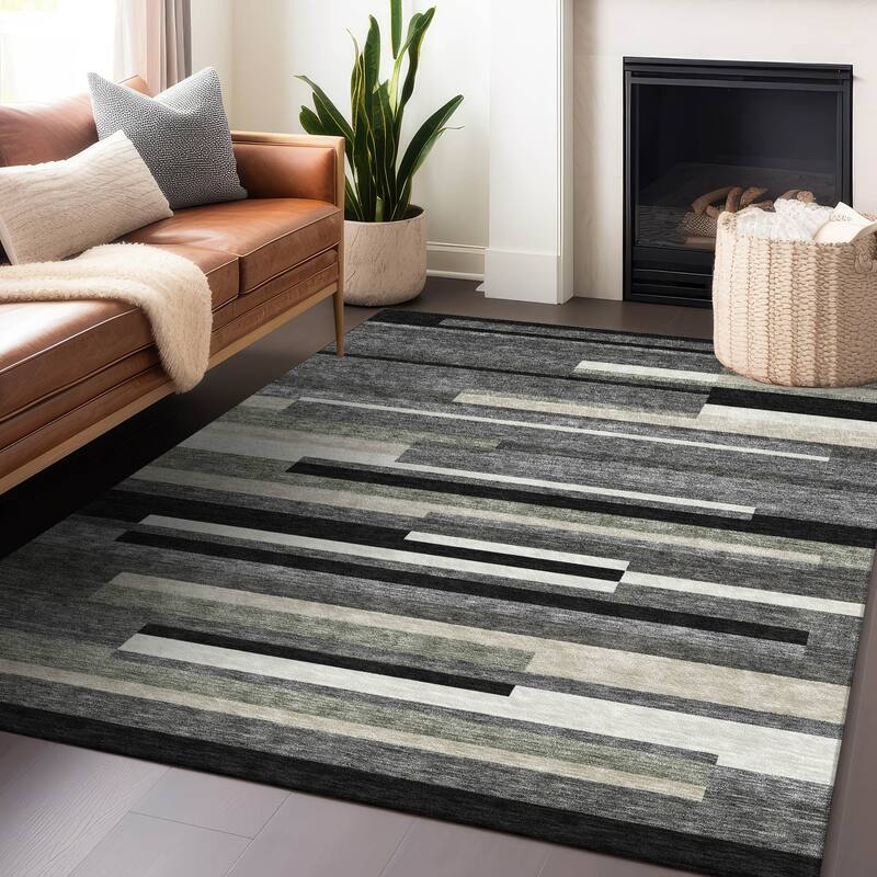 Premium Washable Super Soft Stripes Stacked Mayfield Rug