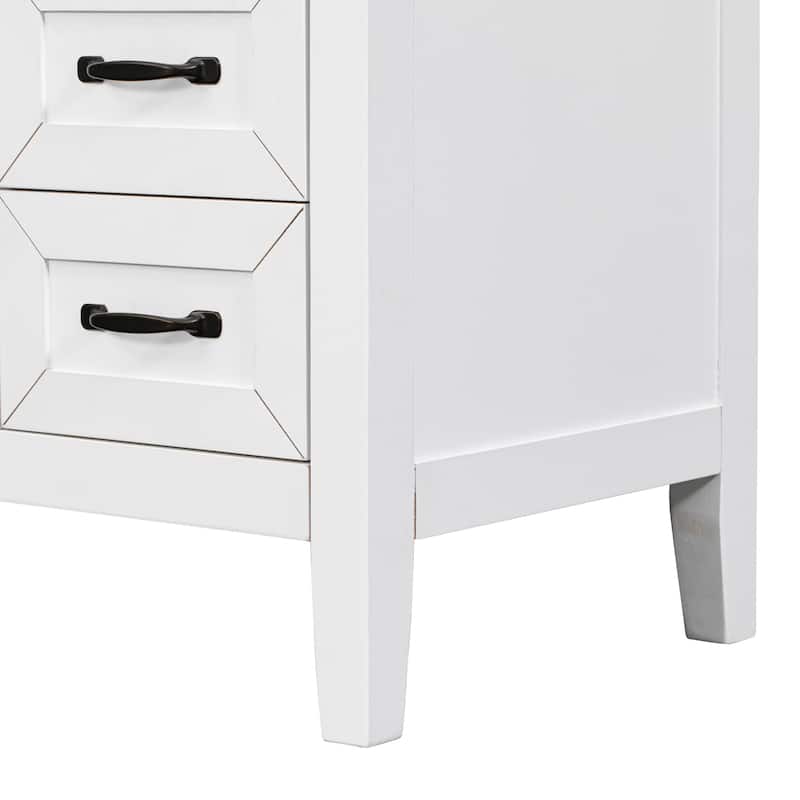 36" Bathroom Vanity w/ Sink, Lager Cabinet, 3 Drawers & Metal Handles
