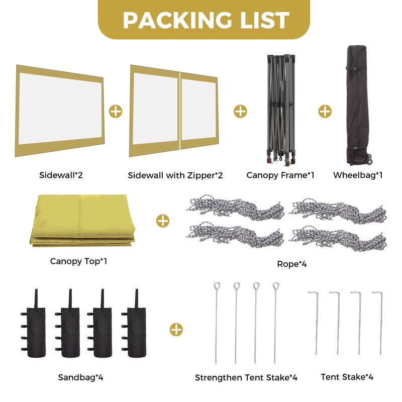 Ainfox 12x12FT Pop Up Canopy Tent with One Push Setup, Gazebo with 4 PVC Transparent Sidewalls