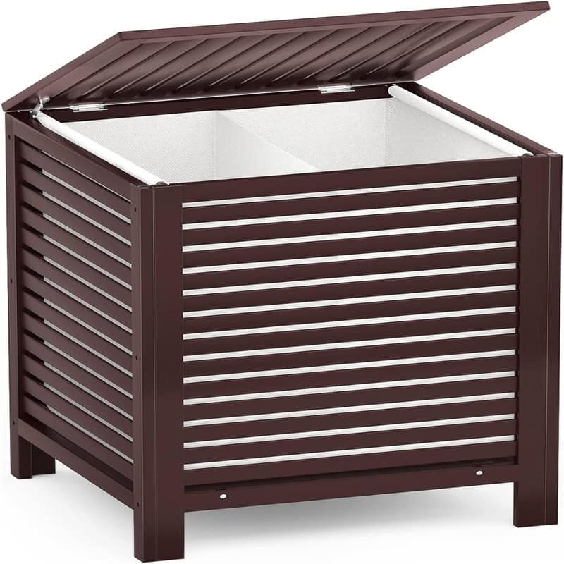 2-Section 120L Laundry Hamper with Lid - 18.31"L x 18.31"W x 25.59"H