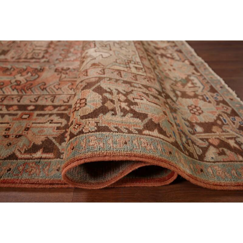 Heriz Persian Vintage Area Rug Hand-Knotted Geometric Wool Carpet - 7'7"x 11'4"