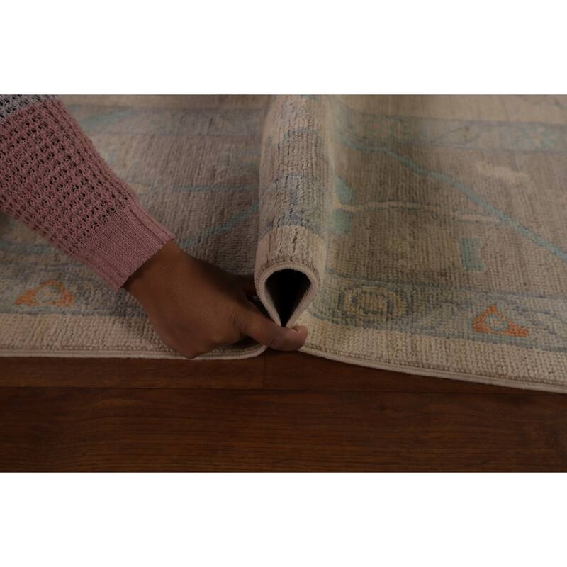 Vegetable Dye Oushak Area Rug Hand-Knotted Floral Wool Carpet - 8'1" x 10'0"