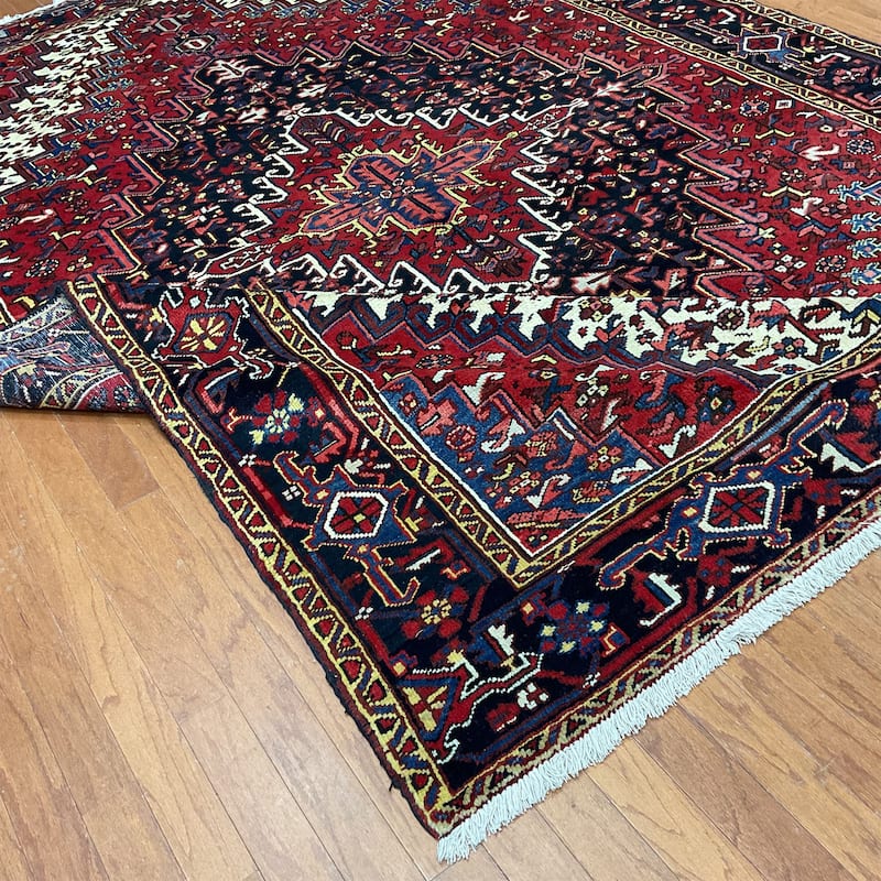 HERAT ORIENTAL Handmade 1960s Antique Heriz Wool Rug - 7'8" x 11'