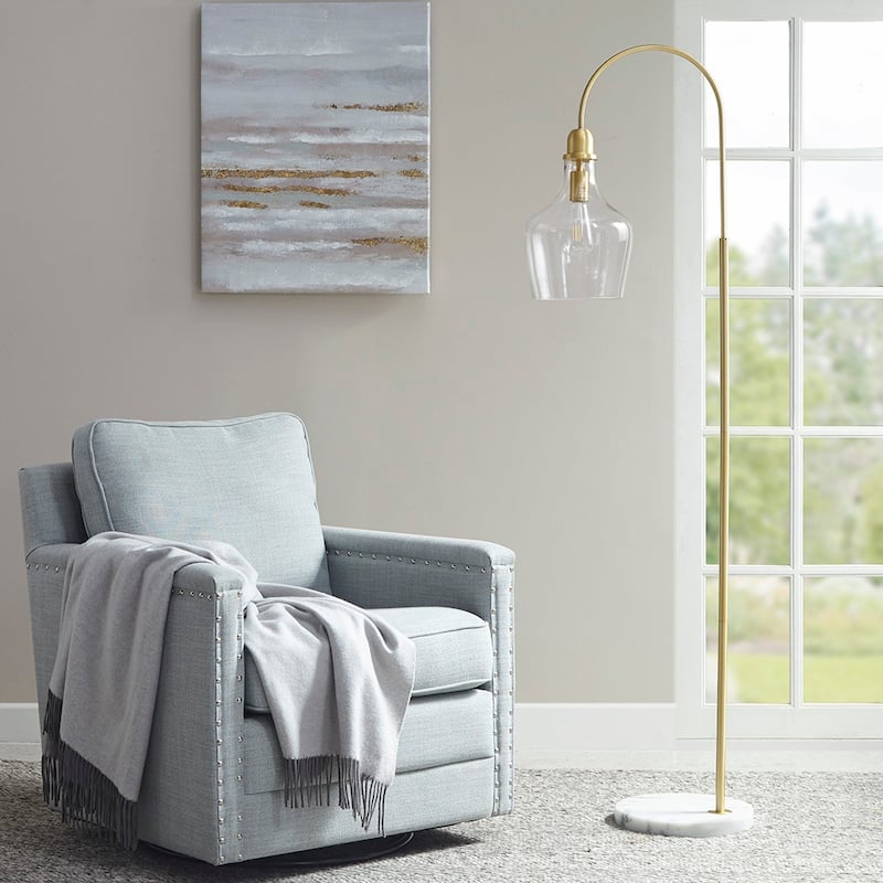 Arched Floor Lamp with Marble Base for living room,bedroom,and dining room - Gold