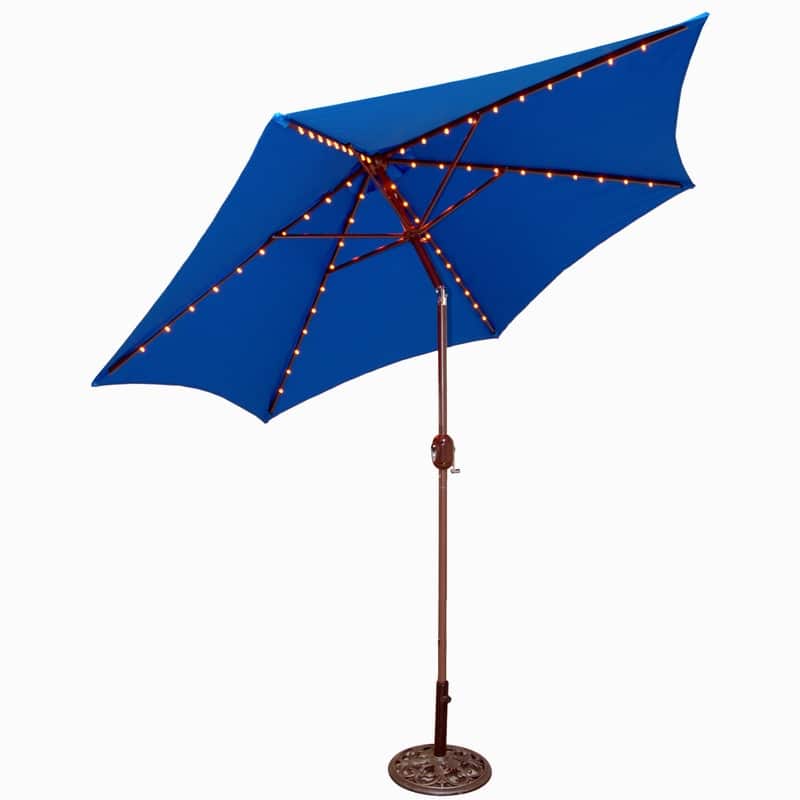 TropiShade 9-foot Royal Blue Aluminum Bronze Lighted Umbrella