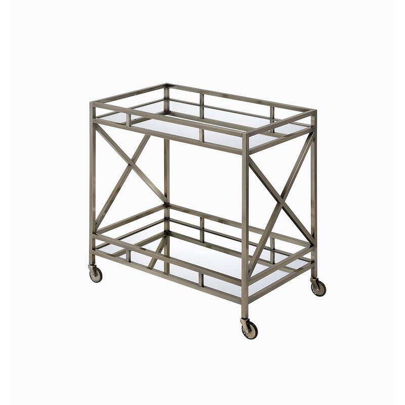Kristensen Mirrored & Antique Gold Finish Serving cart