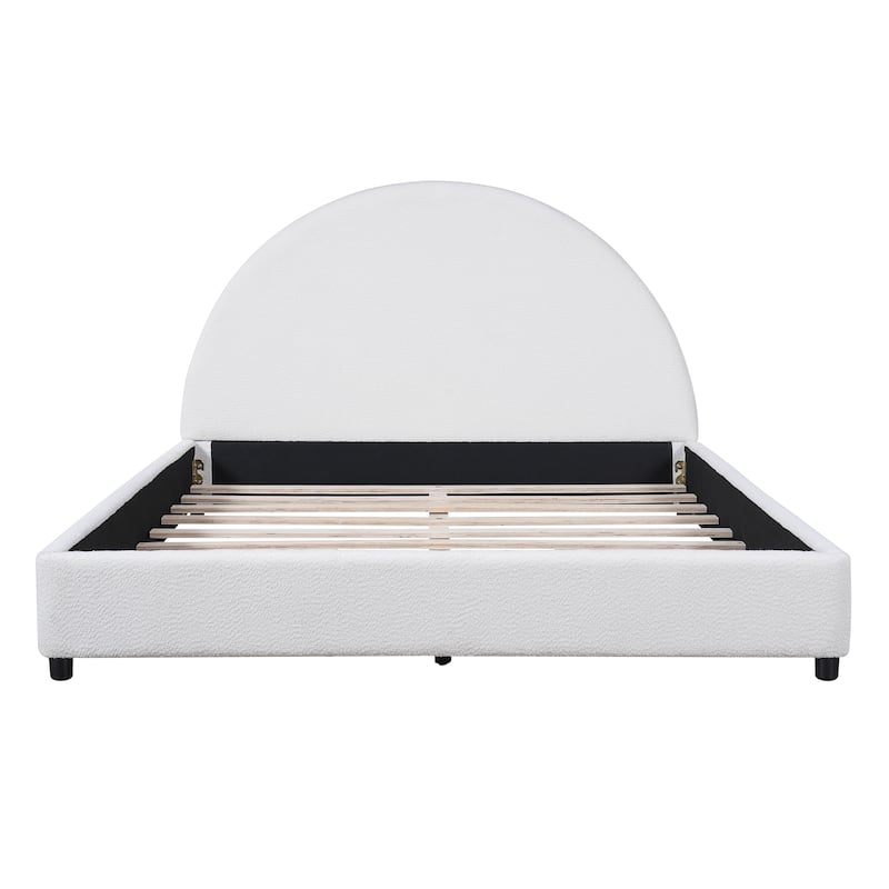 Christopher Knight Home - Luis Boucle Upholstered Bed Frame with Half-Round Headboard