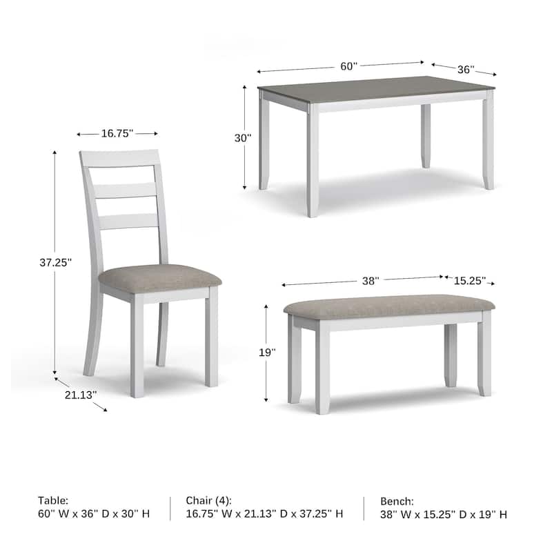 Signature Design by Ashley Stonehollow White and Gray Dining Table and Chairs with Bench (Set of 6)